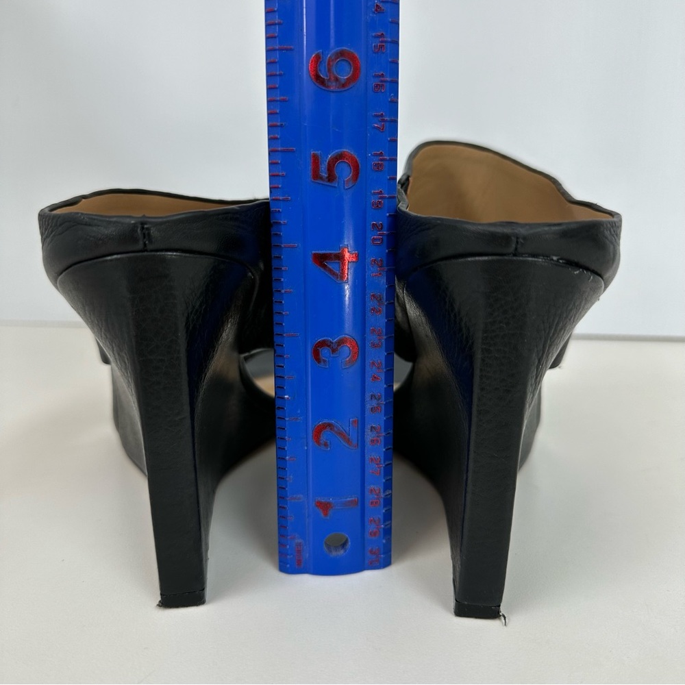 Ann Taylor Black Leather Wide Ankle Strap Buckle OpenToe Boho Heels 8.5M… - Picture 9 of 14